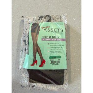 SPANX by Assets Shapring Black Wishbone Textured Tights Size 3 NEW NWT